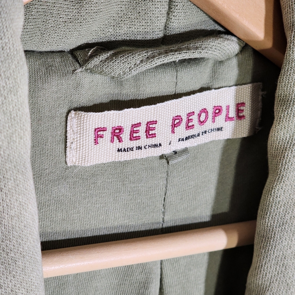 Free People Quilted Padded Long Coat in Sage Green - Picture 4 of 5
